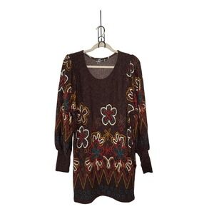 Bacci Women Large Vintage Inspired Floral Whimsigoth Boho Chic Artsy Dress